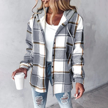 Honelle | Relaxed Plaid Hooded Shirt Jacket