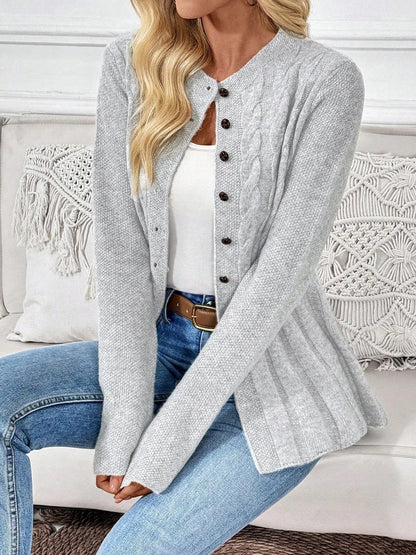 Grazielle | Peplum Cable Knit Cardigan