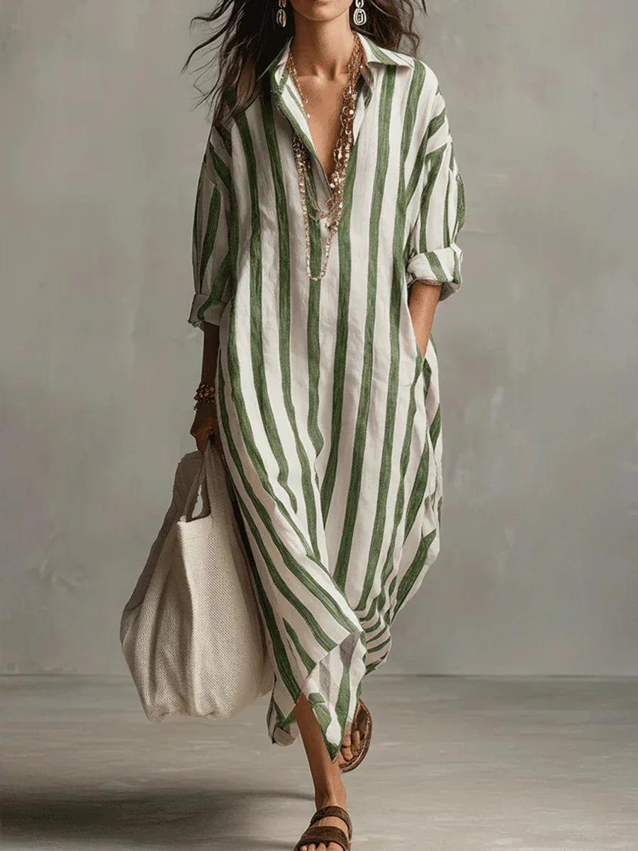Marcella | Striped Shirt Maxi Dress
