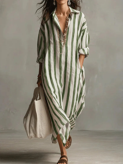 Marcella | Striped Shirt Maxi Dress