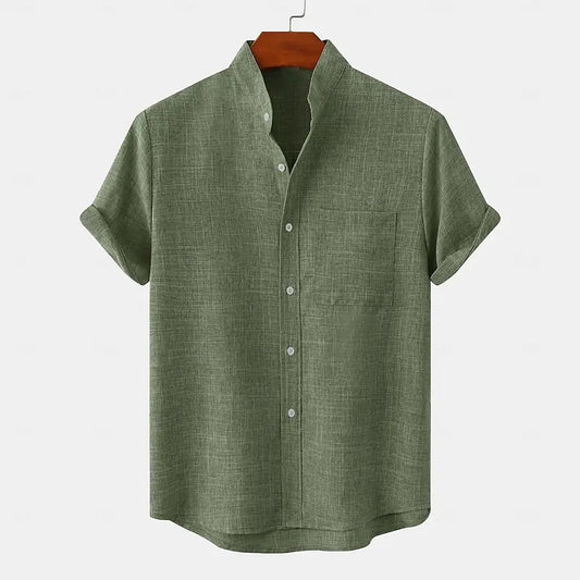 Graham | Short Sleeve Mandarin Collar Shirt
