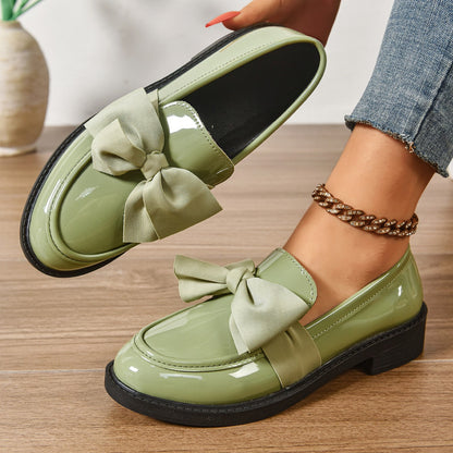 Demelza | Classic Bow Low Heel Loafers