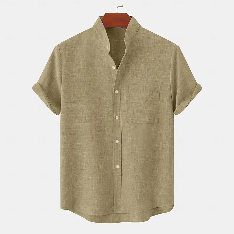 Graham | Short Sleeve Mandarin Collar Shirt