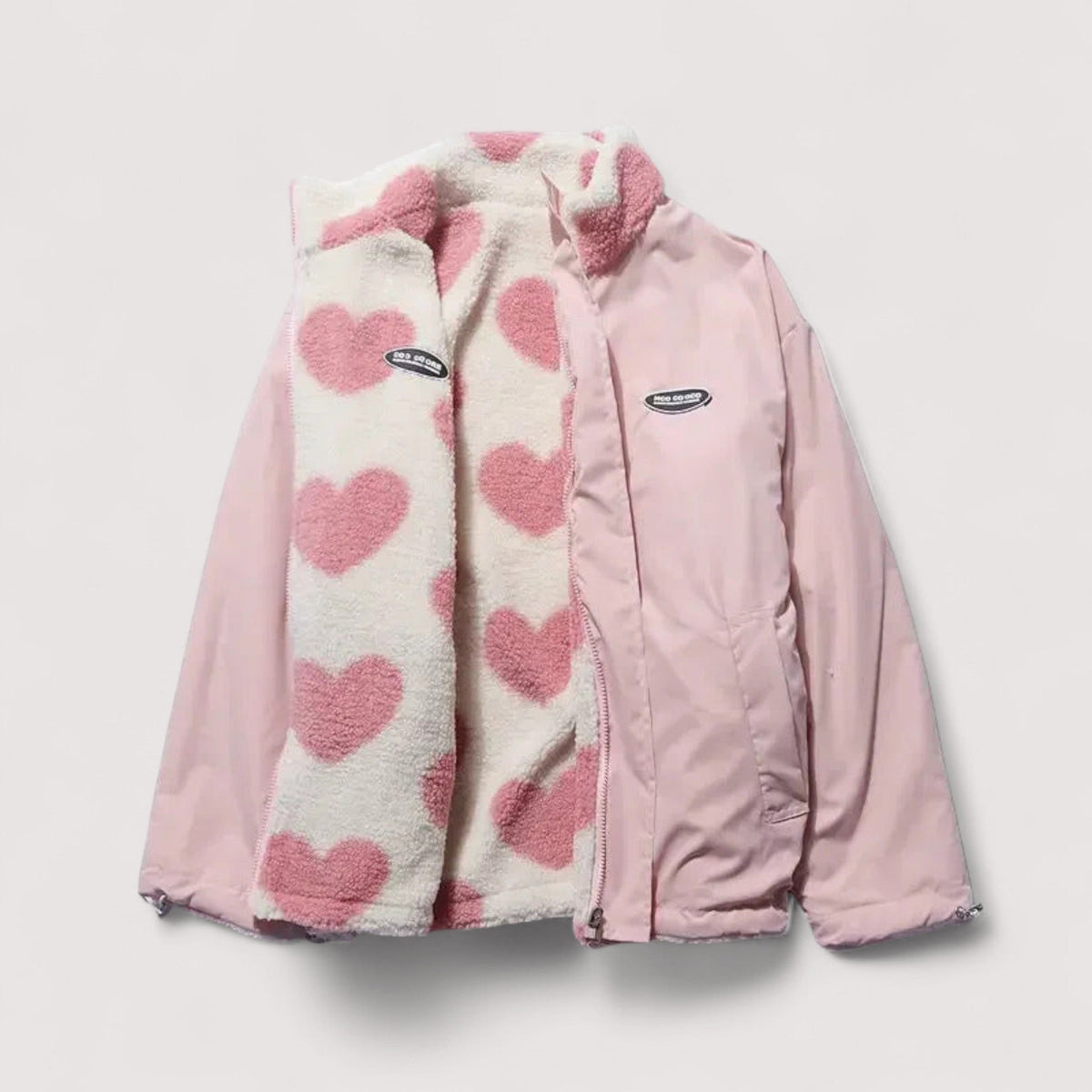 Maebry | Cozy Heart Print Fleece Jacket