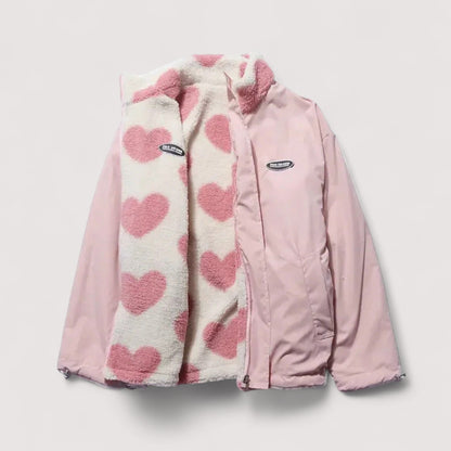 Maebry | Cozy Heart Print Fleece Jacket