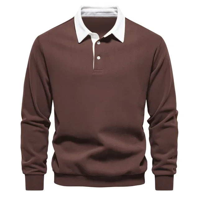 Landon | Contrast Collar Long Sleeve Polo