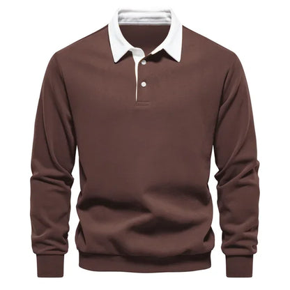 Landon | Contrast Collar Long Sleeve Polo