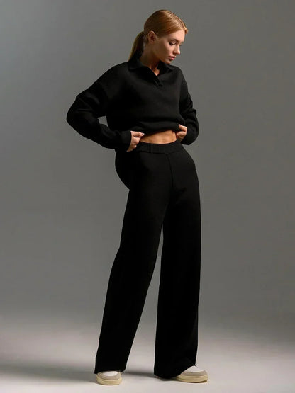 Alessina | Relaxed Collared Knit Two Piece Set