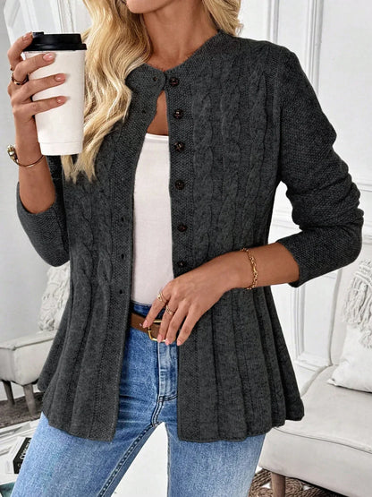 Grazielle | Peplum Cable Knit Cardigan