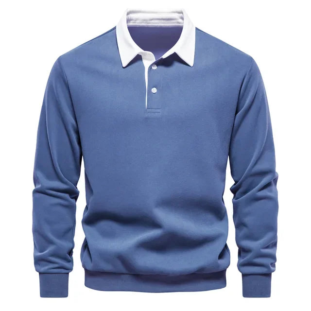 Landon | Contrast Collar Long Sleeve Polo