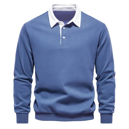 Landon | Contrast Collar Long Sleeve Polo