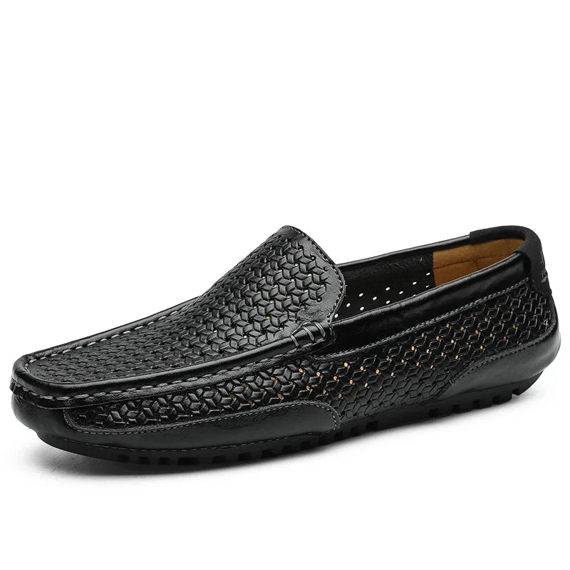 Garrick | Perforated Leather Slip On Loafers