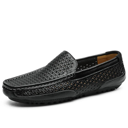 Garrick | Perforated Leather Slip On Loafers