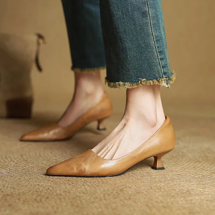 Adalyn | Elegant Pointed Toe Kitten Heels