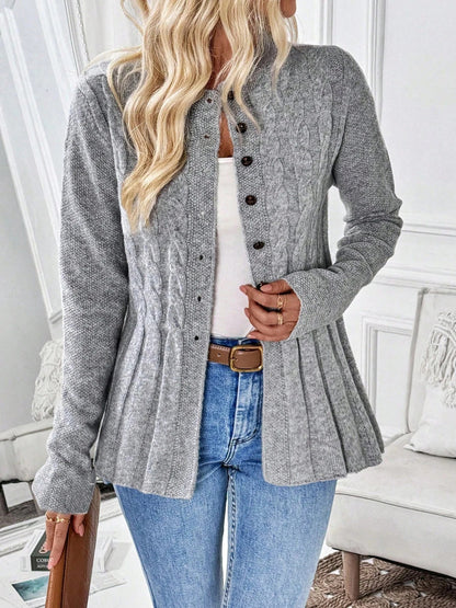 Grazielle | Peplum Cable Knit Cardigan