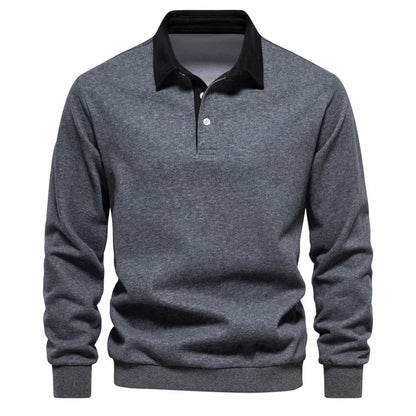 Landon | Contrast Collar Long Sleeve Polo