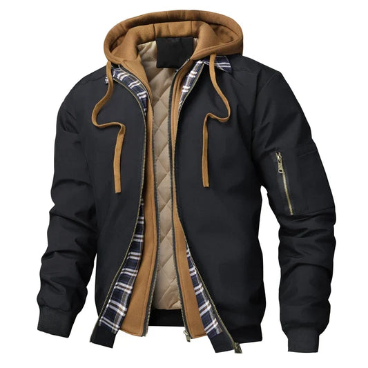 Auberon | Layered Hooded Bomber Jacket