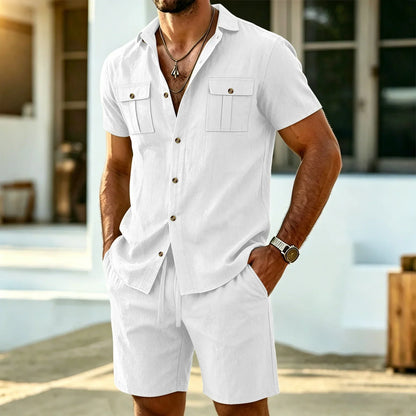 Baird - Linen Blend Shirt And Shorts Set