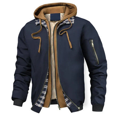Auberon | Layered Hooded Bomber Jacket