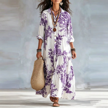 Alizée | Botanical Print Tiered Maxi Dress