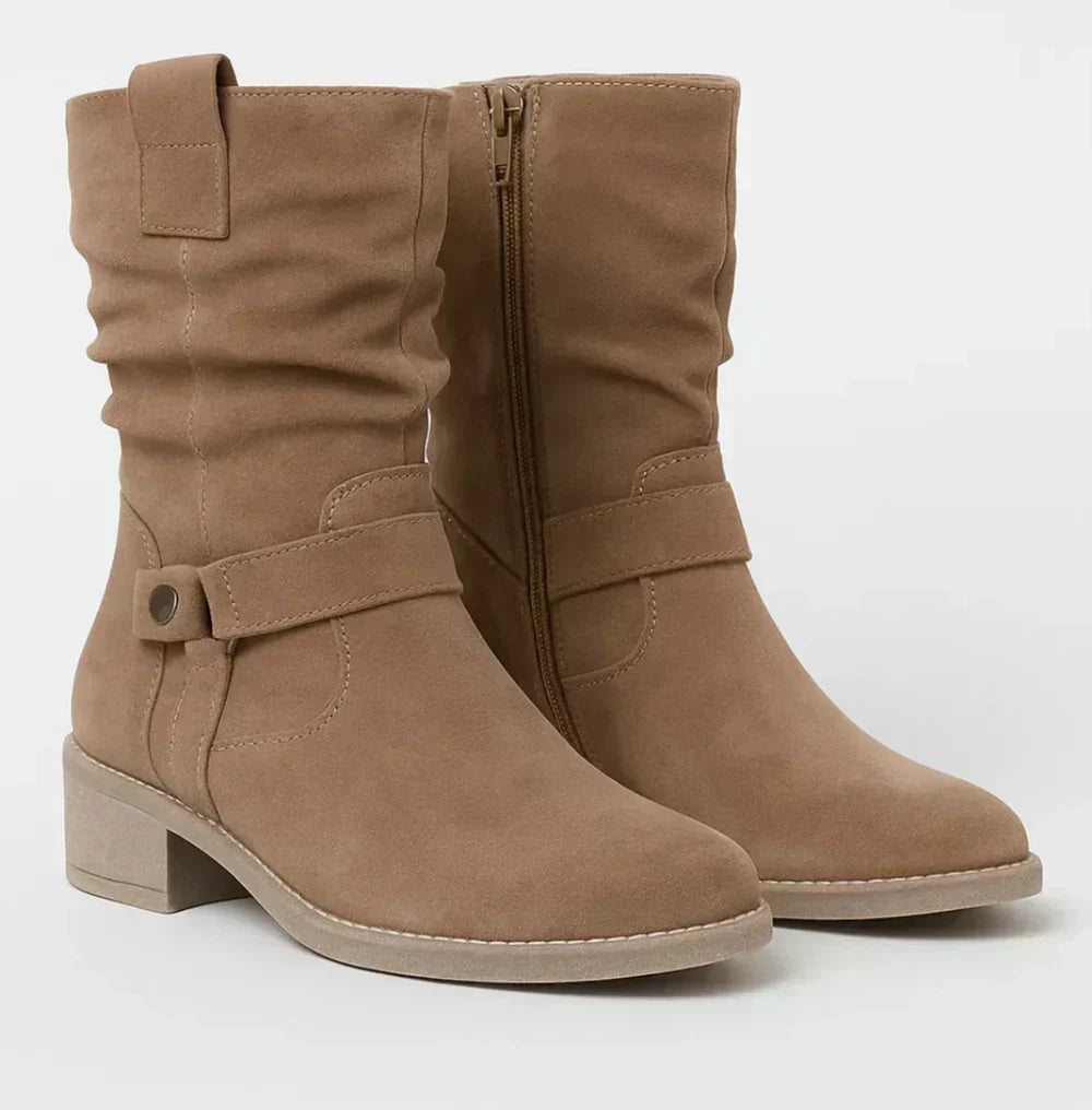Vaelora | Slouch Suede Mid Calf Boots