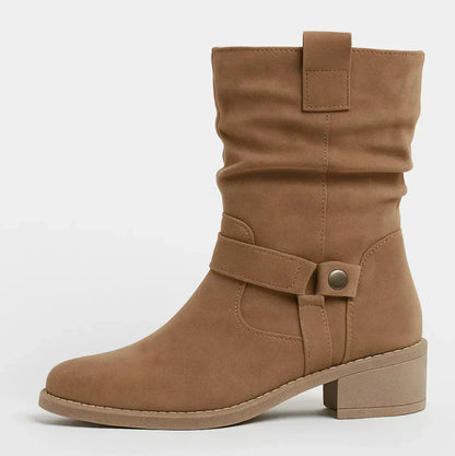 Vaelora | Slouch Suede Mid Calf Boots