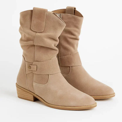 Vaelora | Slouch Suede Mid Calf Boots