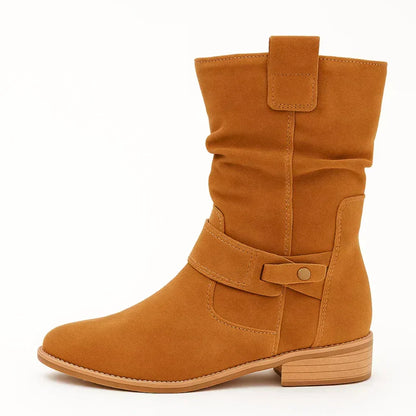 Vaelora | Slouch Suede Mid Calf Boots