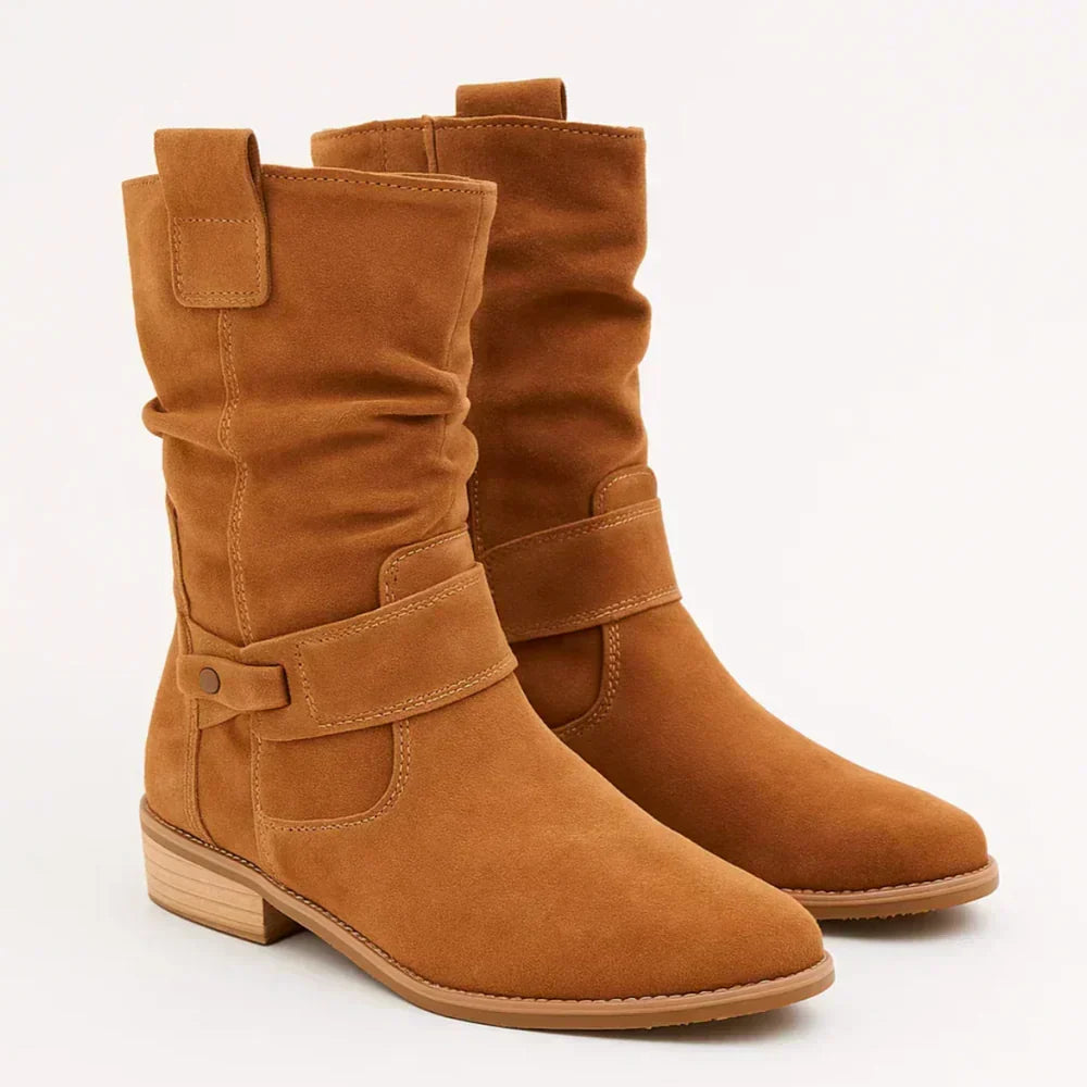 Vaelora | Slouch Suede Mid Calf Boots