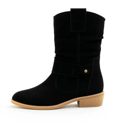 Vaelora | Slouch Suede Mid Calf Boots