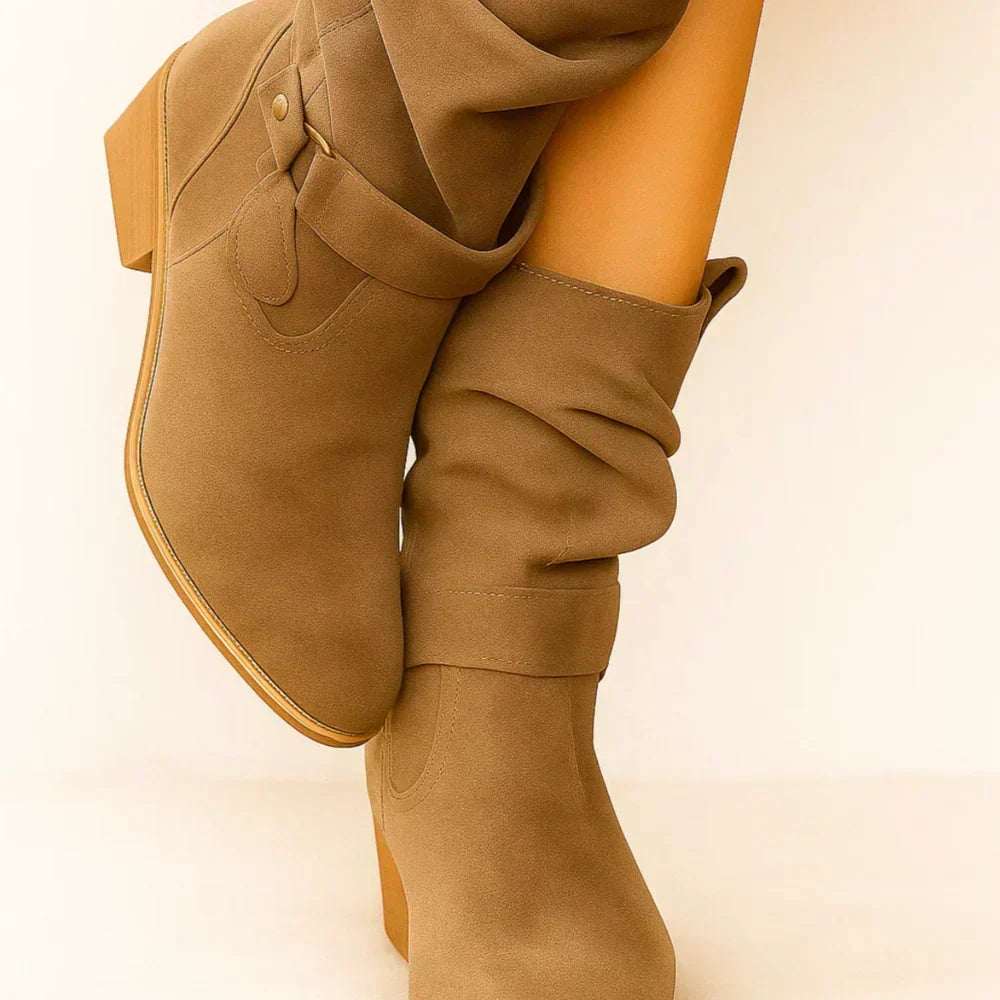 Vaelora | Slouch Suede Mid Calf Boots