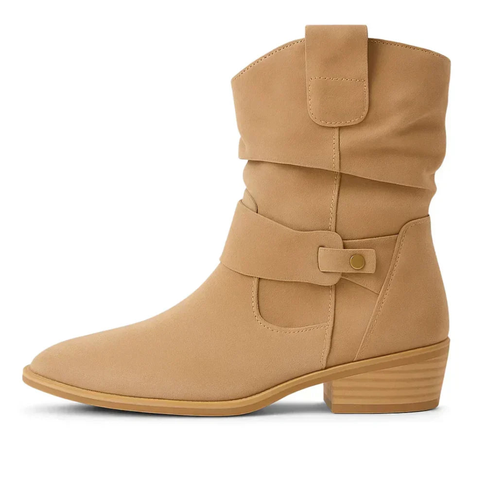 Vaelora | Slouch Suede Mid Calf Boots