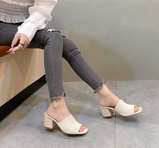 Zephmora | Knit Strap Block Heel Sandals