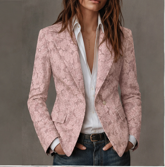 Elowara | Elegant Floral Jacquard Blazer
