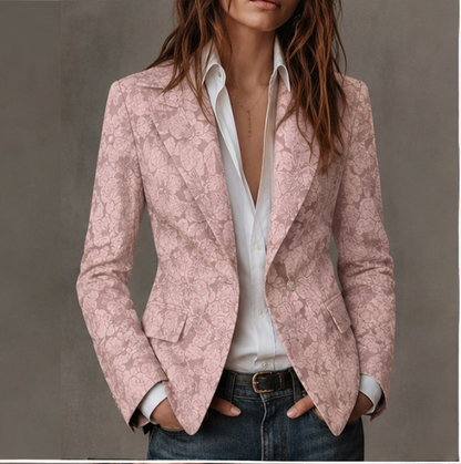 Elowara | Elegant Floral Jacquard Blazer