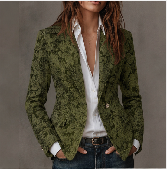 Elowara | Elegant Floral Jacquard Blazer