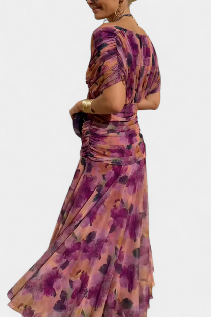 Mirevanna | Twist Front Printed Evening Dress