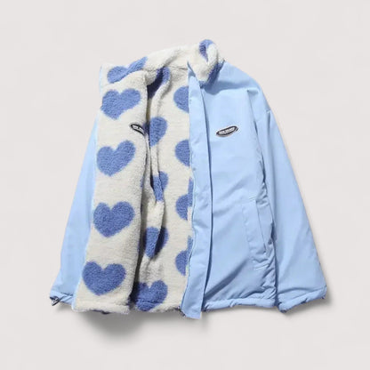 Maebry | Cozy Heart Print Fleece Jacket