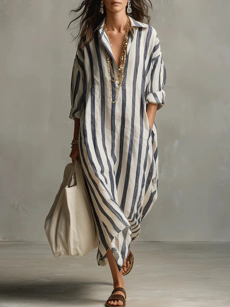 Marcella | Striped Shirt Maxi Dress