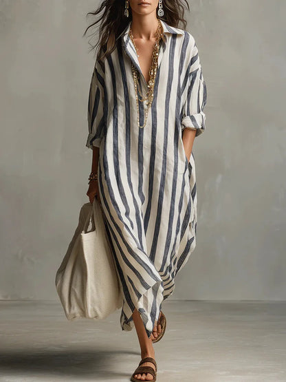 Marcella | Striped Shirt Maxi Dress