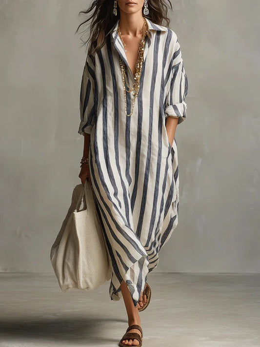 Marcella | Striped Shirt Maxi Dress