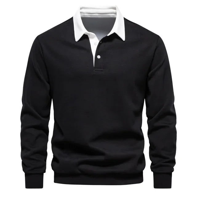 Landon | Contrast Collar Long Sleeve Polo