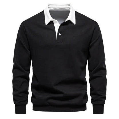 Landon | Contrast Collar Long Sleeve Polo