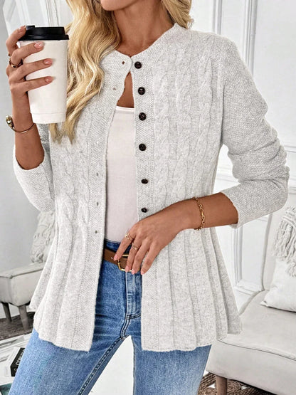 Grazielle | Peplum Cable Knit Cardigan