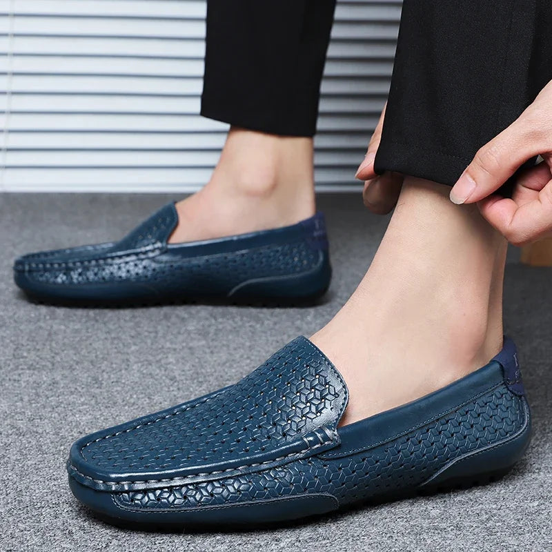 Garrick | Perforated Leather Slip On Loafers