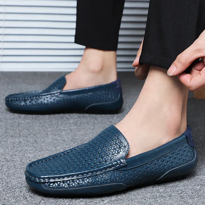 Garrick | Perforated Leather Slip On Loafers