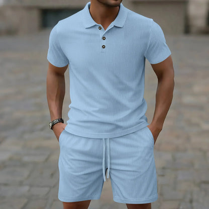 Benedict | Textured Polo And Shorts Set