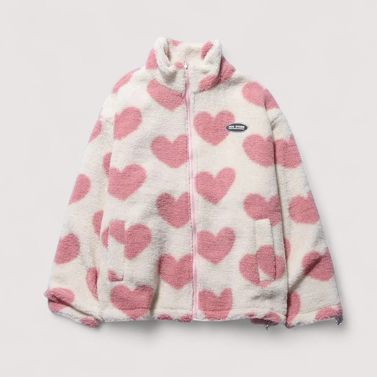 Maebry | Cozy Heart Print Fleece Jacket