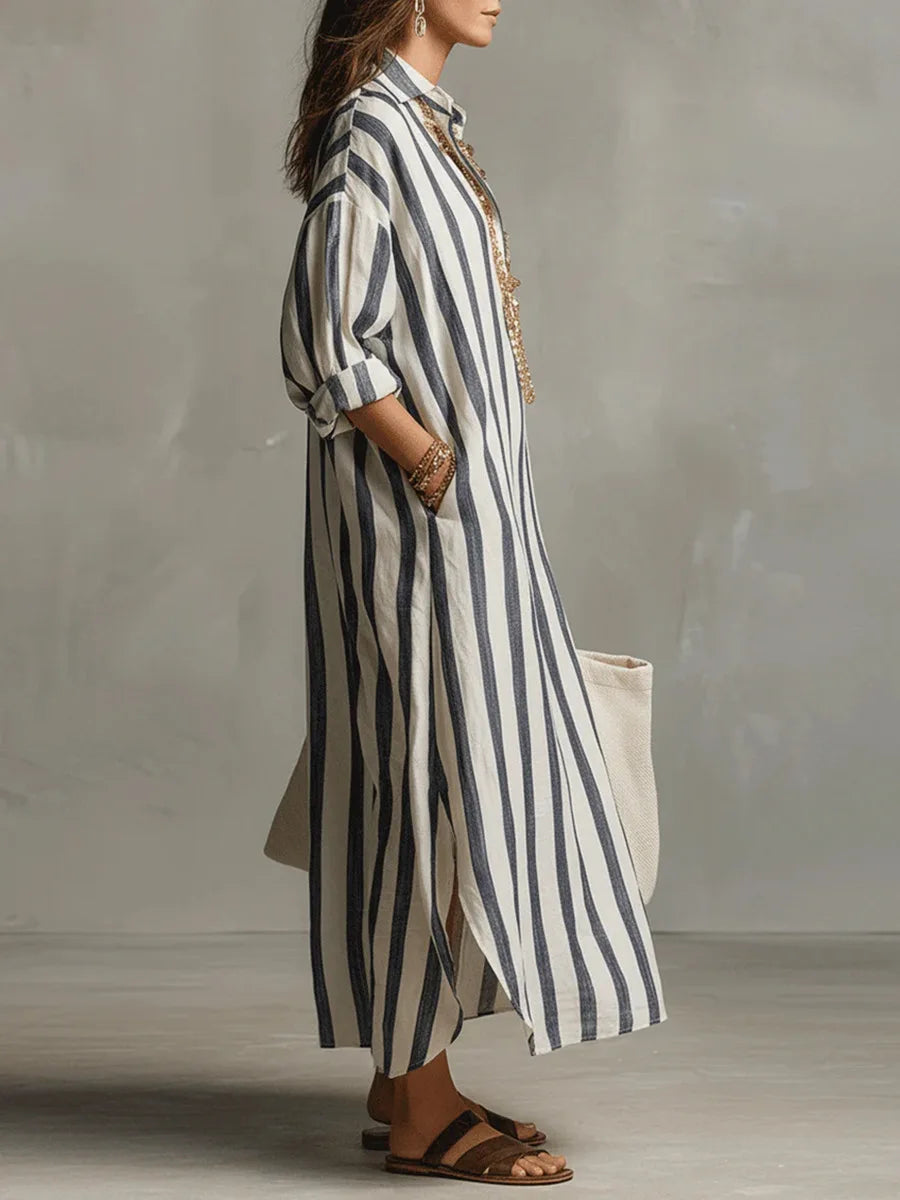 Marcella | Striped Shirt Maxi Dress