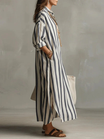Marcella | Striped Shirt Maxi Dress
